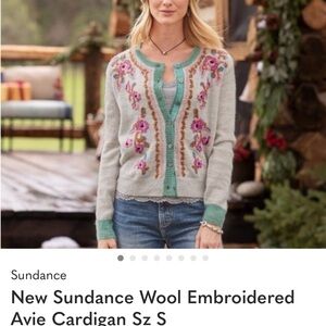 Sundance Embroidered Cardigan - Gray and Pink